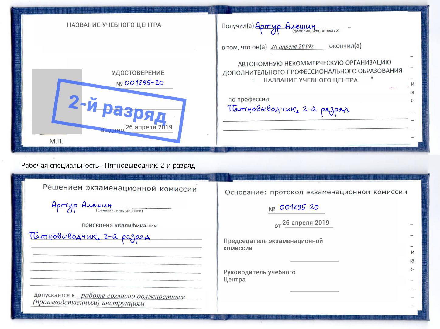 корочка 2-й разряд Пятновыводчик Азов