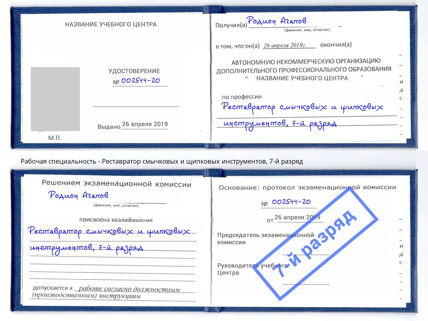 корочка 7-й разряд Реставратор смычковых и щипковых инструментов Азов