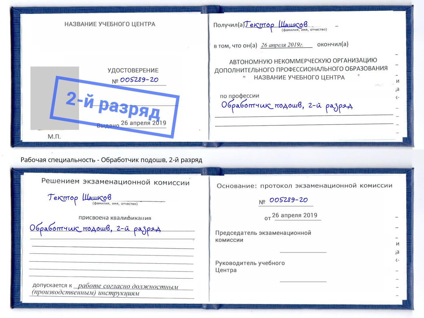 корочка 2-й разряд Обработчик подошв Азов